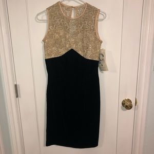 NWT Vintage Jessica McClintock Black and Gold dress